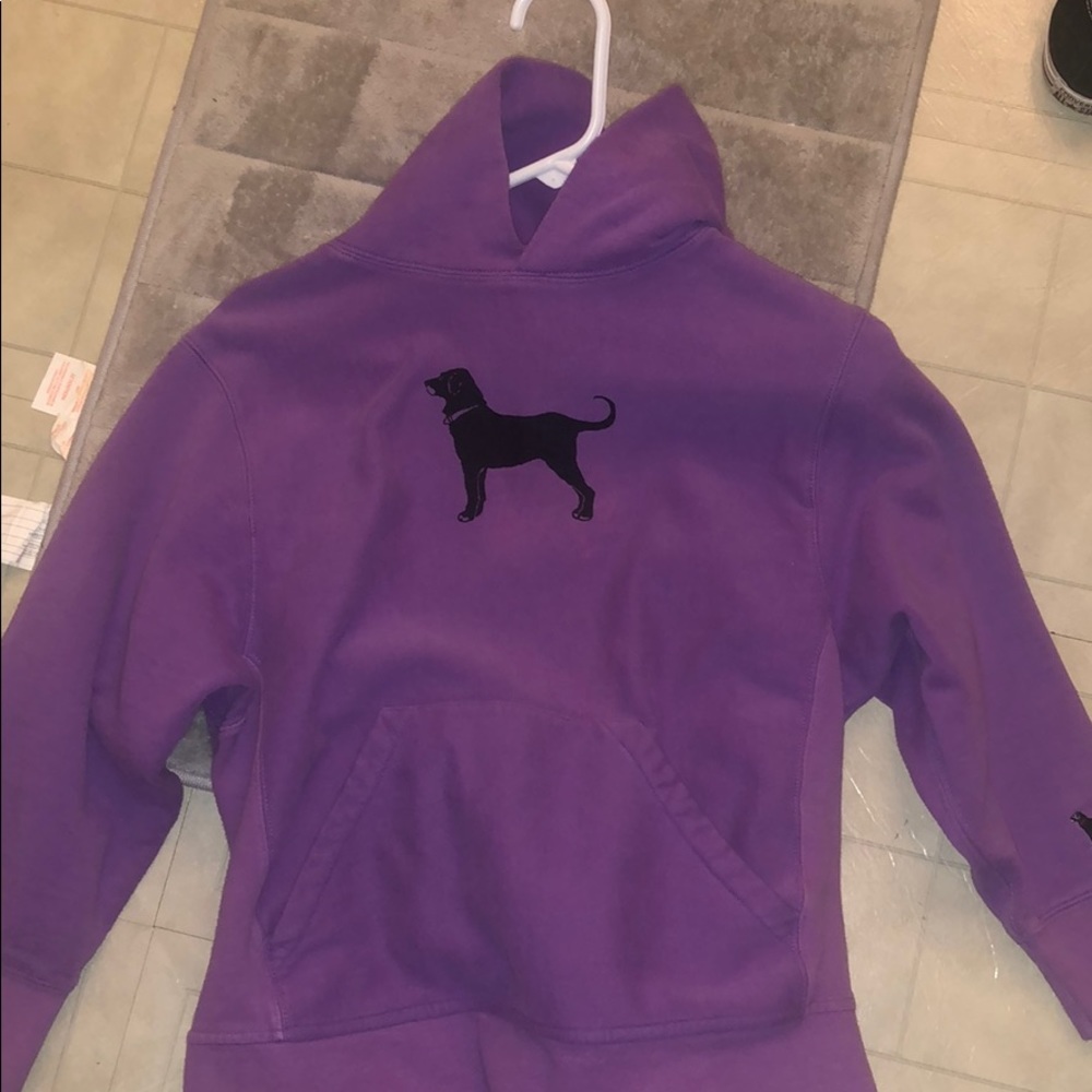 Purple kids large black dog hoodie